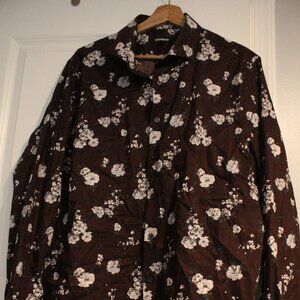 Maroon Floral Slim Fit Dress Shirt Mens